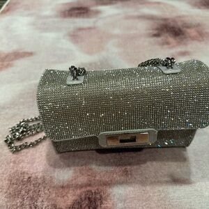 Steve Madden Glittering Silver Clutch